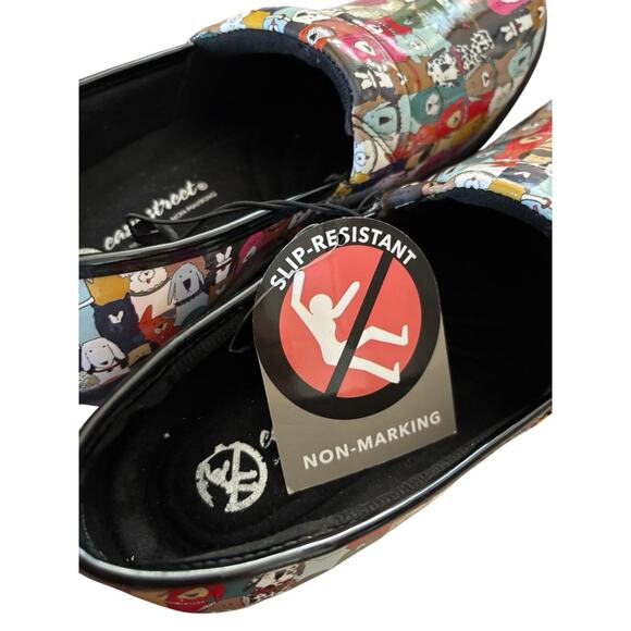 NEW Slip On Clogs 9.5W Women Easy Works By Easy Street "LAURIE" Dog Patent Shoes - Picture 9 of 9